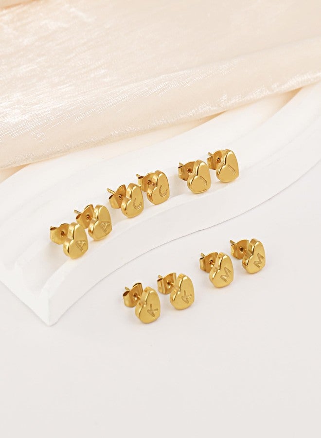 BAYLAY Heart Initial Earrings for Women - 18K Gold Plated Letter H Initial Earrings Dainty Hypoallergenic Gold Stud Heart Earings for Women Teens Gold Jewelry Gifts - Image 4
